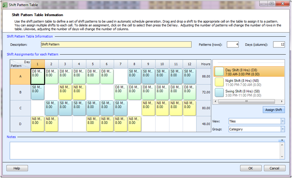 Employee Scheduling Example 24/7, 8 hr shifts, at least 4 days off