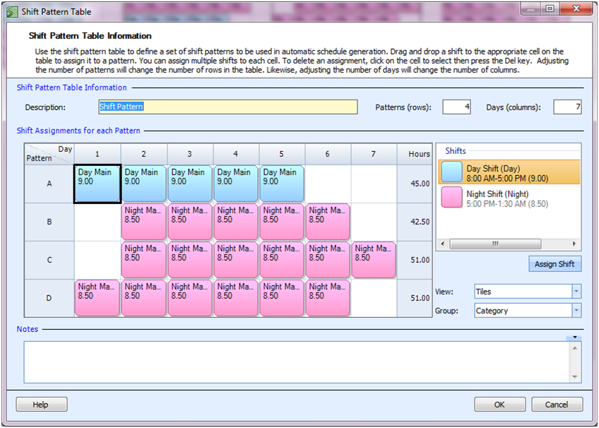 Employee Scheduling Example: 5 Day Shifts, 7 Night Shifts, Higher Night ...